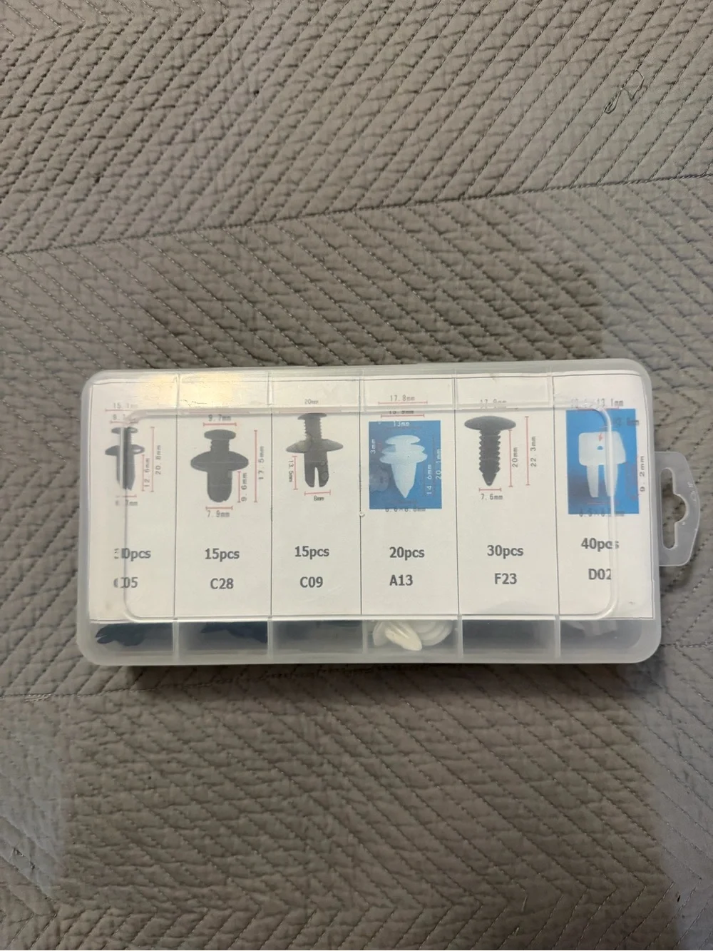 Black and White Plastic Trim Clip & Fastener Assortment Kit - Multipack